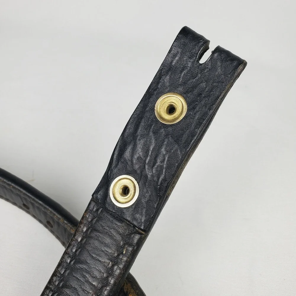ERNIE HILL Speed Leather Belt Size 42 Black Bison Textured - No Buckle